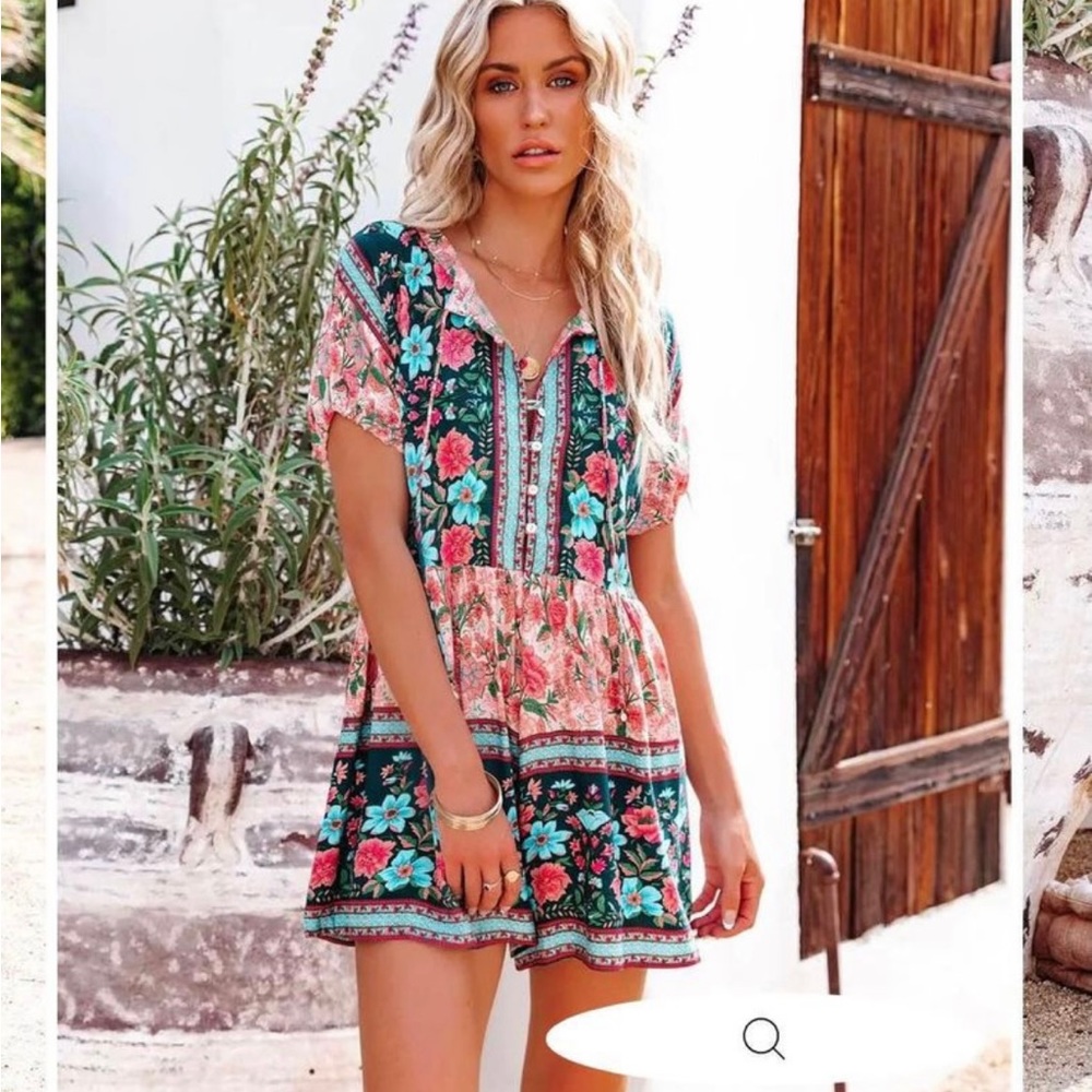Joy Spring Floral Romper NWT